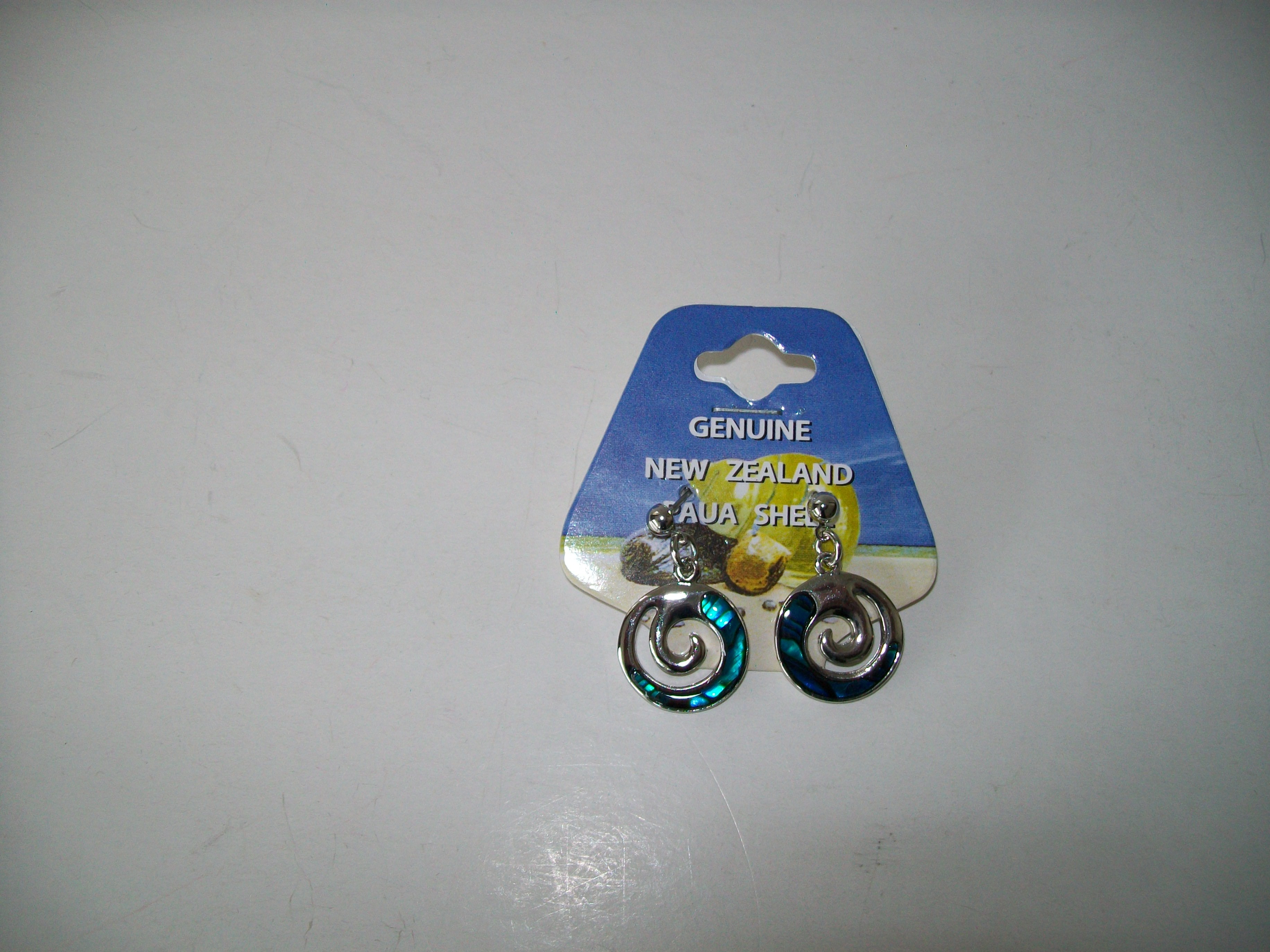 SE14181 - PAUA SHELL EARRINGS - KORU - 12 Earrings (1 doz ) in a packet